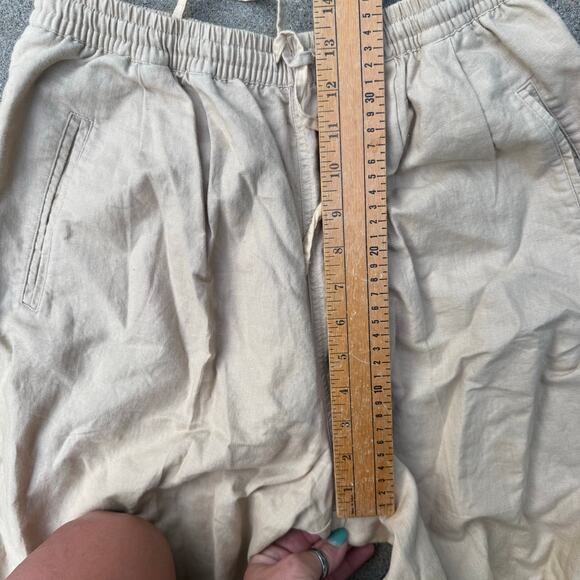Vintage Hunt Club Linen Cotton Cream Beige Elastic Waist Casual Pants Slacks MED - Picture 6 of 7